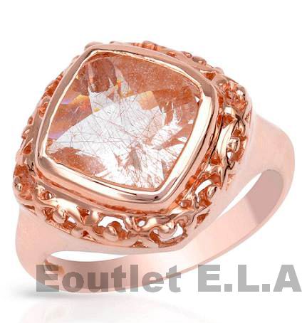 3.55ct GENUINE RUTILATED QUARTZ SOLID 14K925 RING-size 6/8